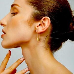 Gold Lock Earrings new with tags. 14k gold filled tarnish resistant